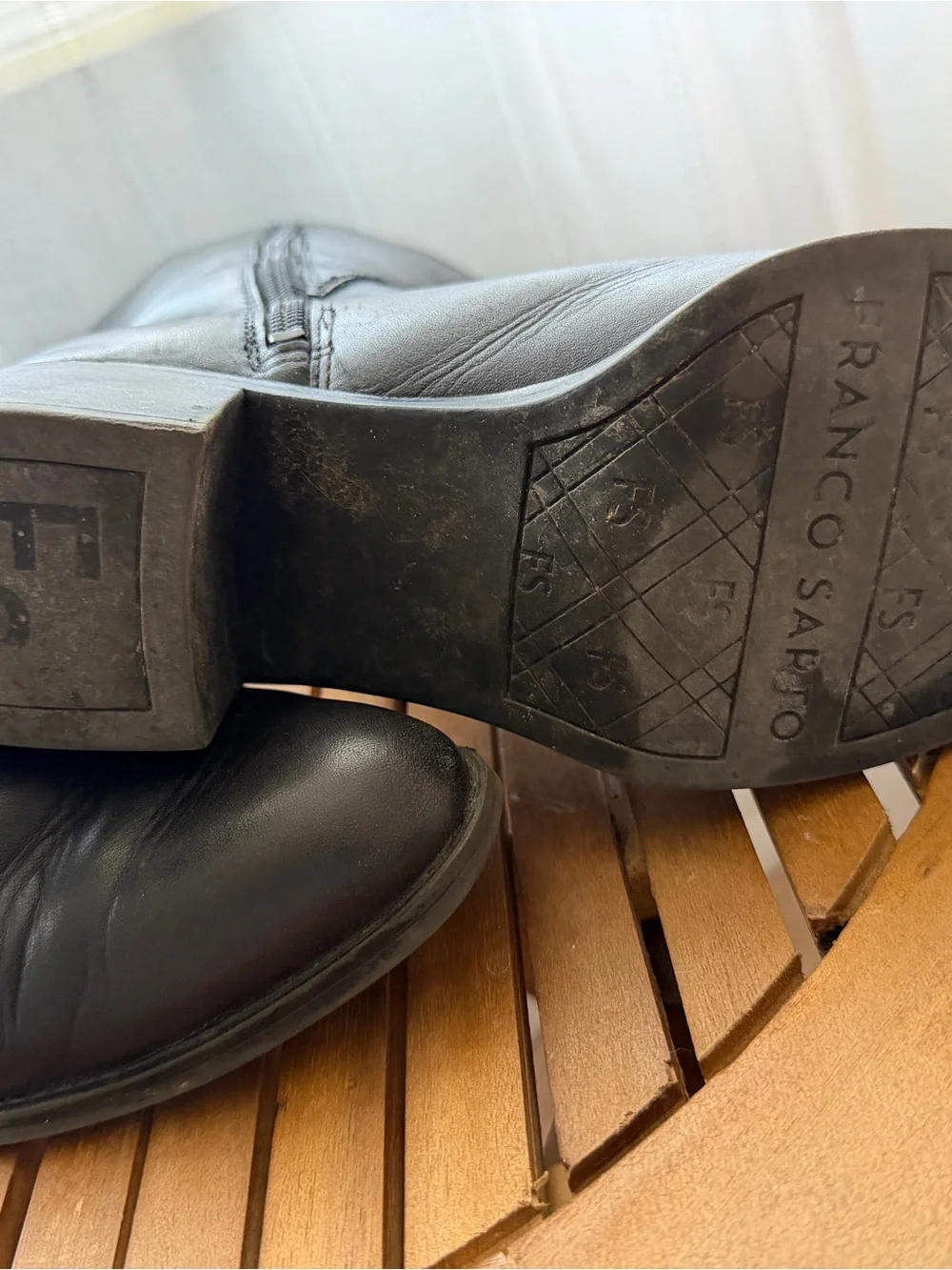 Franco Sarto Black Knee-High back Stretch Leather Boots Wide Calf Size 9